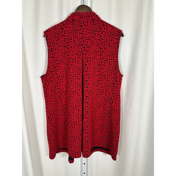 Ali Miles Red Black Textured Sleeveless‎ Button Longline Vest XL Lagenlook Artsy - Picture 7 of 12